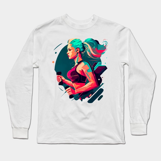 Fitness girl Long Sleeve T-Shirt by NemfisArt